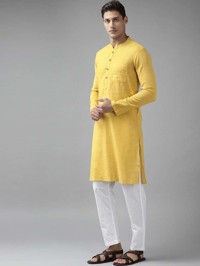 men mandarin neck long sleeve kurta - 22392019 -  Standard Image - 3