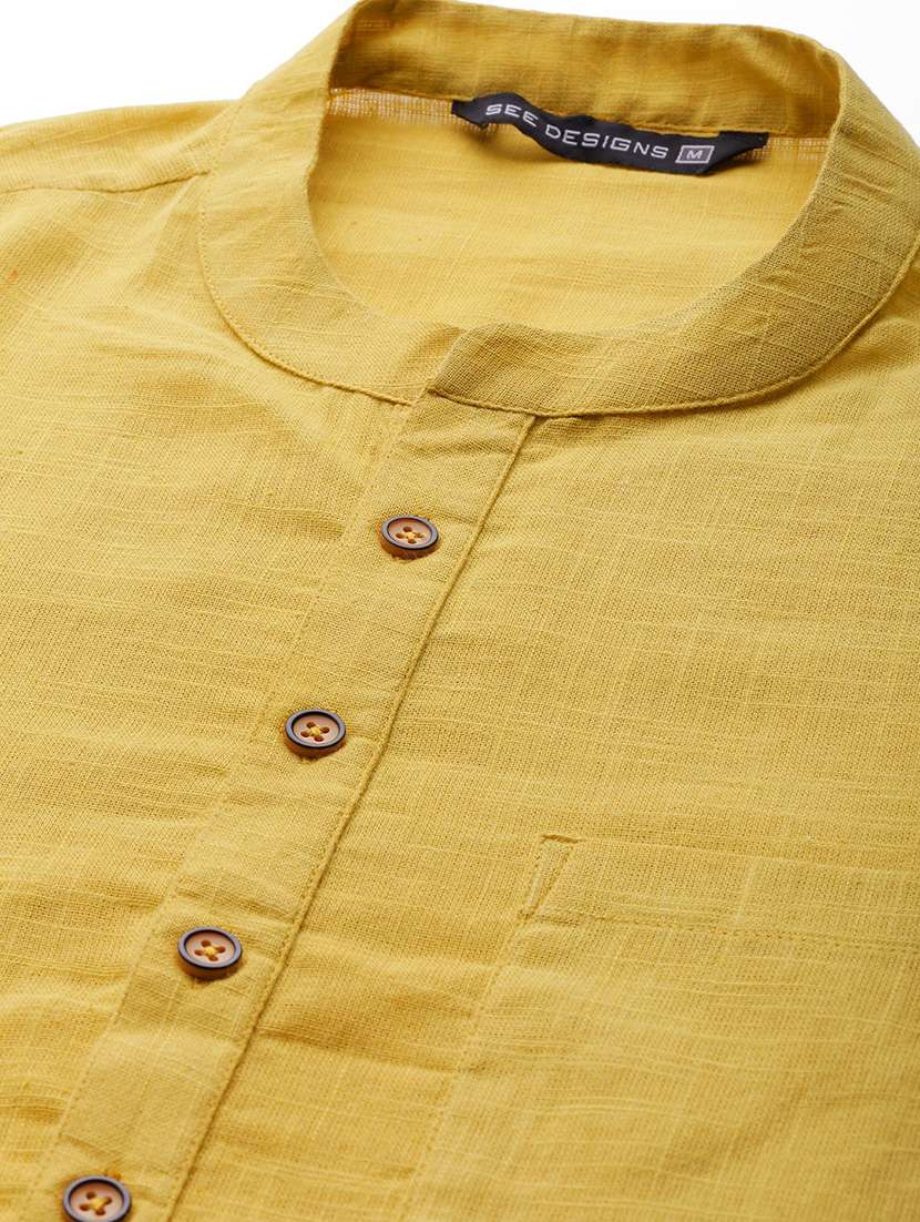 men mandarin neck long sleeve kurta - 22392019 -  Standard Image - 5
