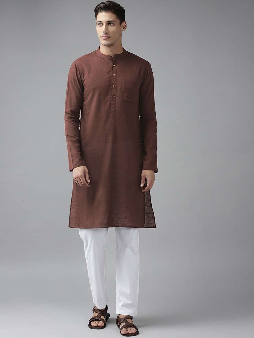 men mandarin neck long sleeve kurta