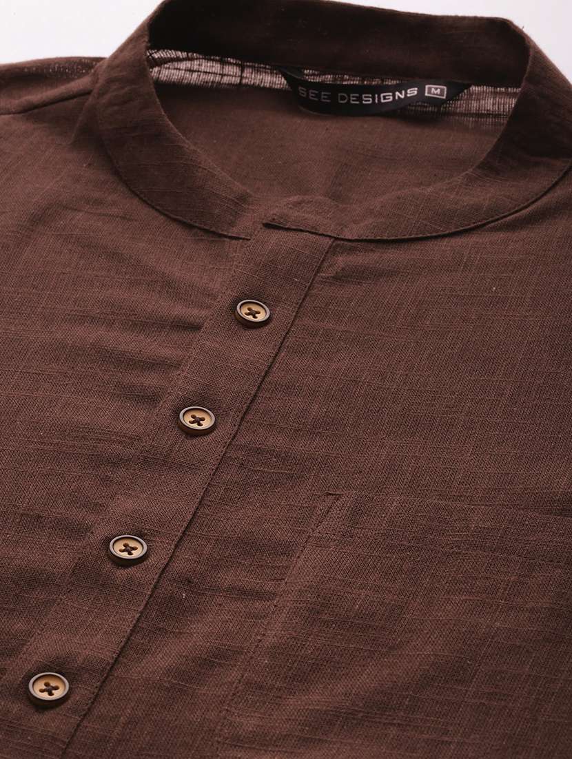 men mandarin neck long sleeve kurta - 22392021 -  Standard Image - 5