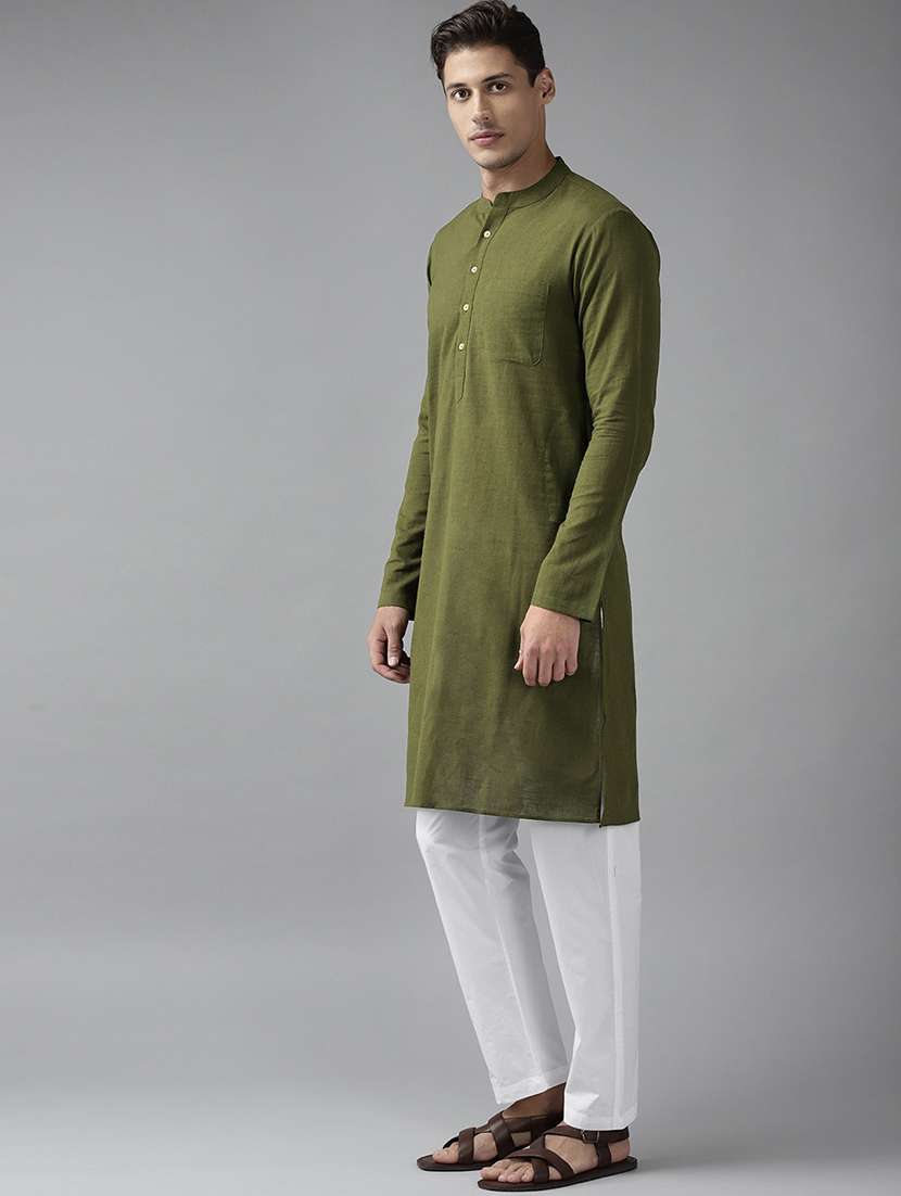 men mandarin neck long sleeve kurta - 22392022 -  Standard Image - 3
