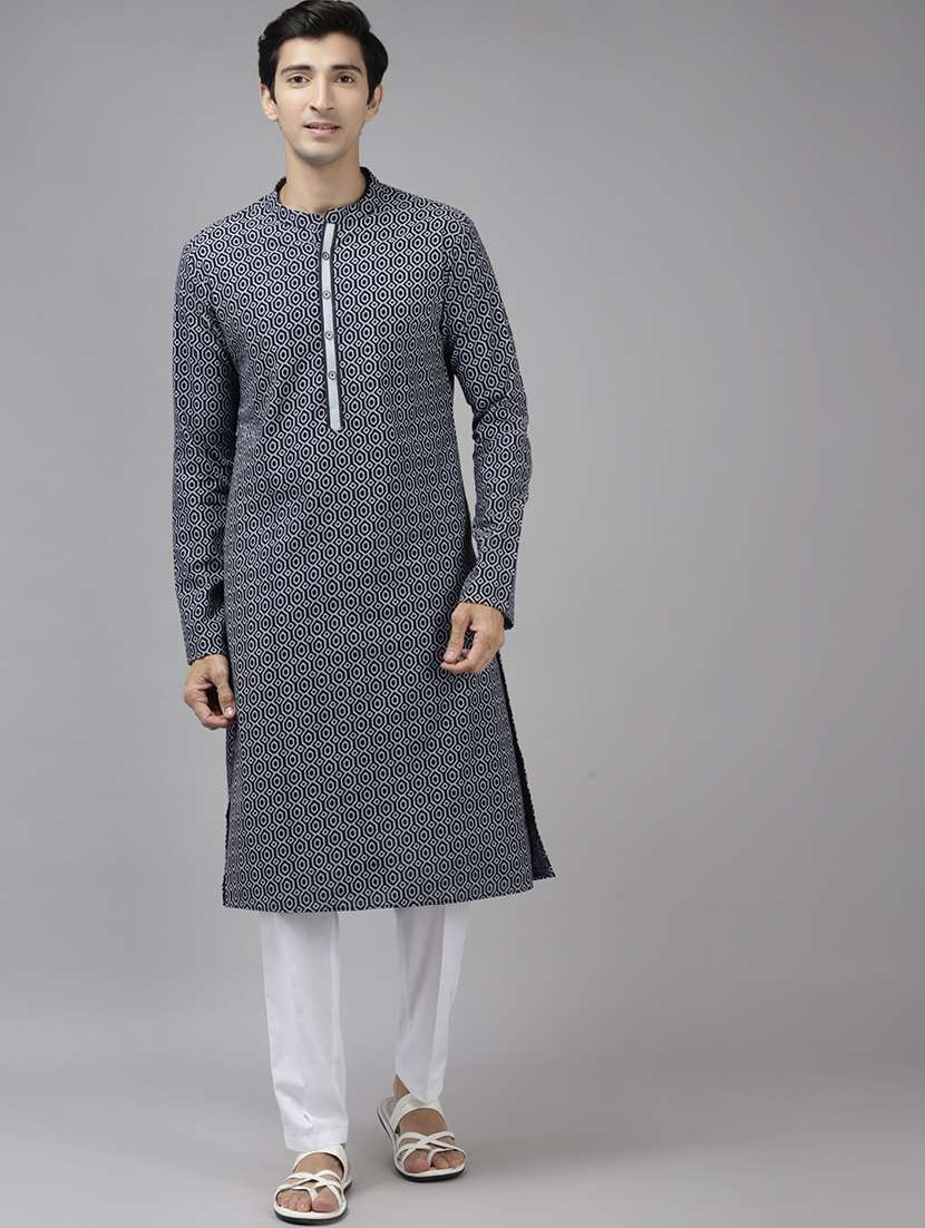 men mandarin neck long sleeve kurta