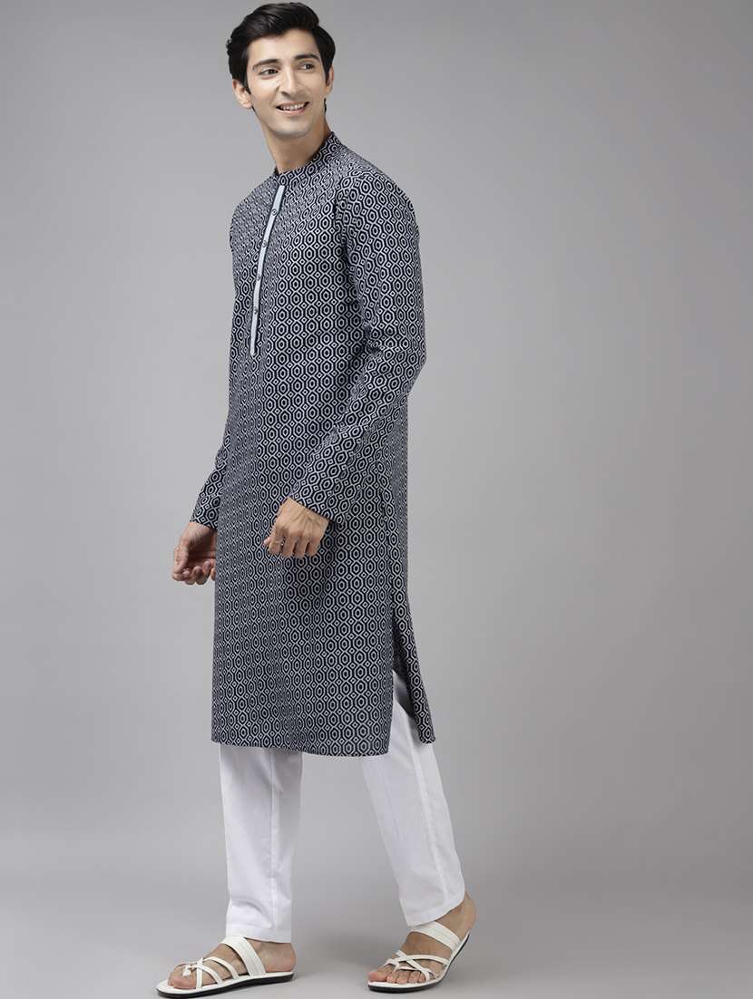 men mandarin neck long sleeve kurta - 22392027 -  Standard Image - 3
