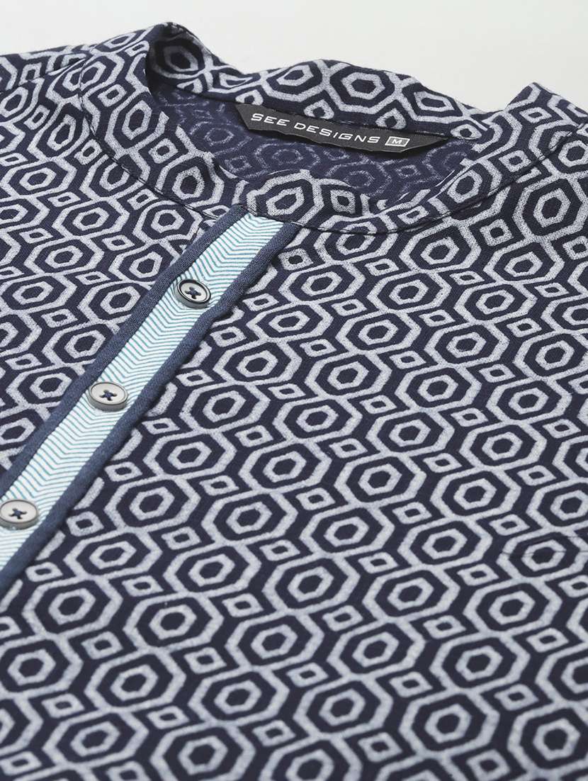 men mandarin neck long sleeve kurta - 22392027 -  Standard Image - 5