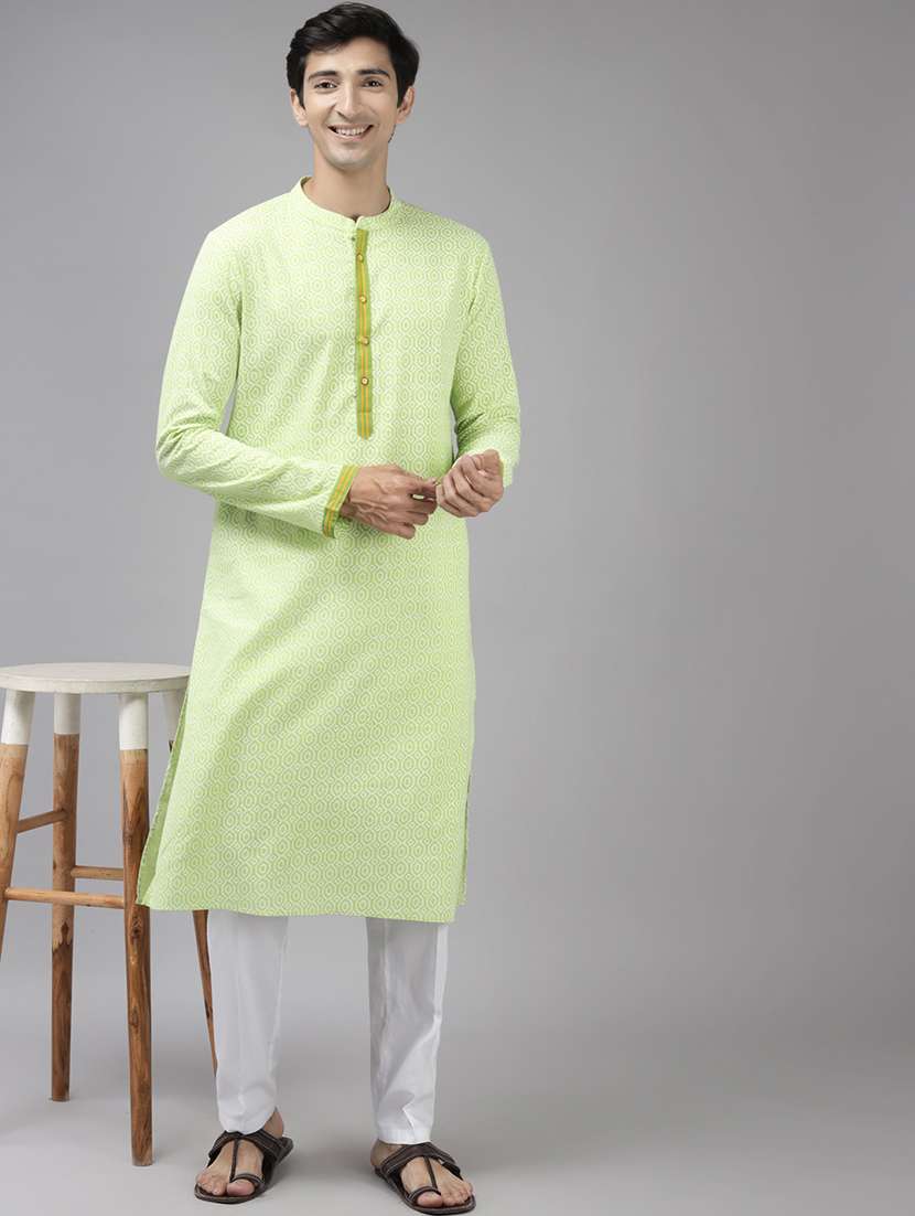 men mandarin neck long sleeve kurta