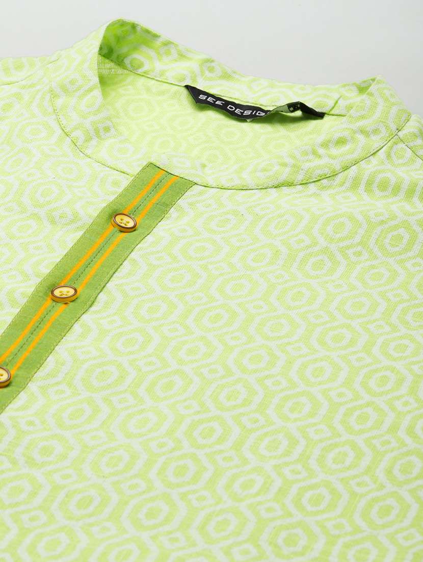 men mandarin neck long sleeve kurta - 22392028 -  Standard Image - 5