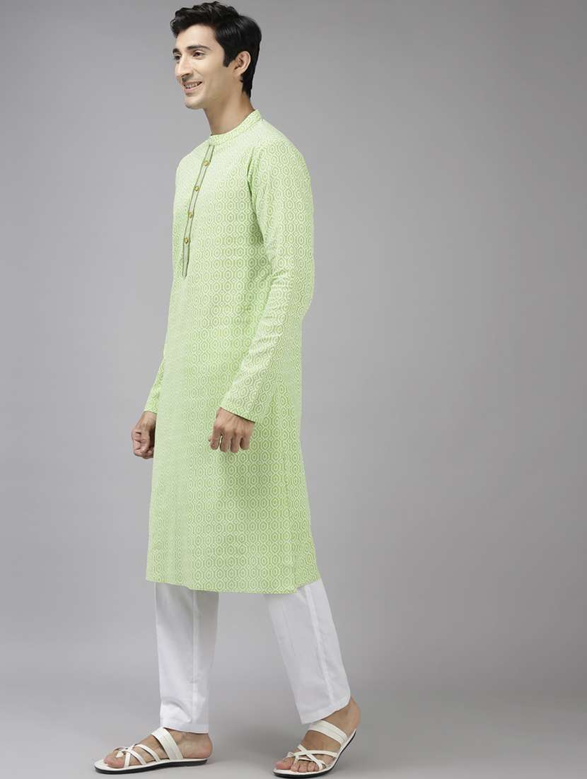 men mandarin neck long sleeve kurta - 22392029 -  Standard Image - 3