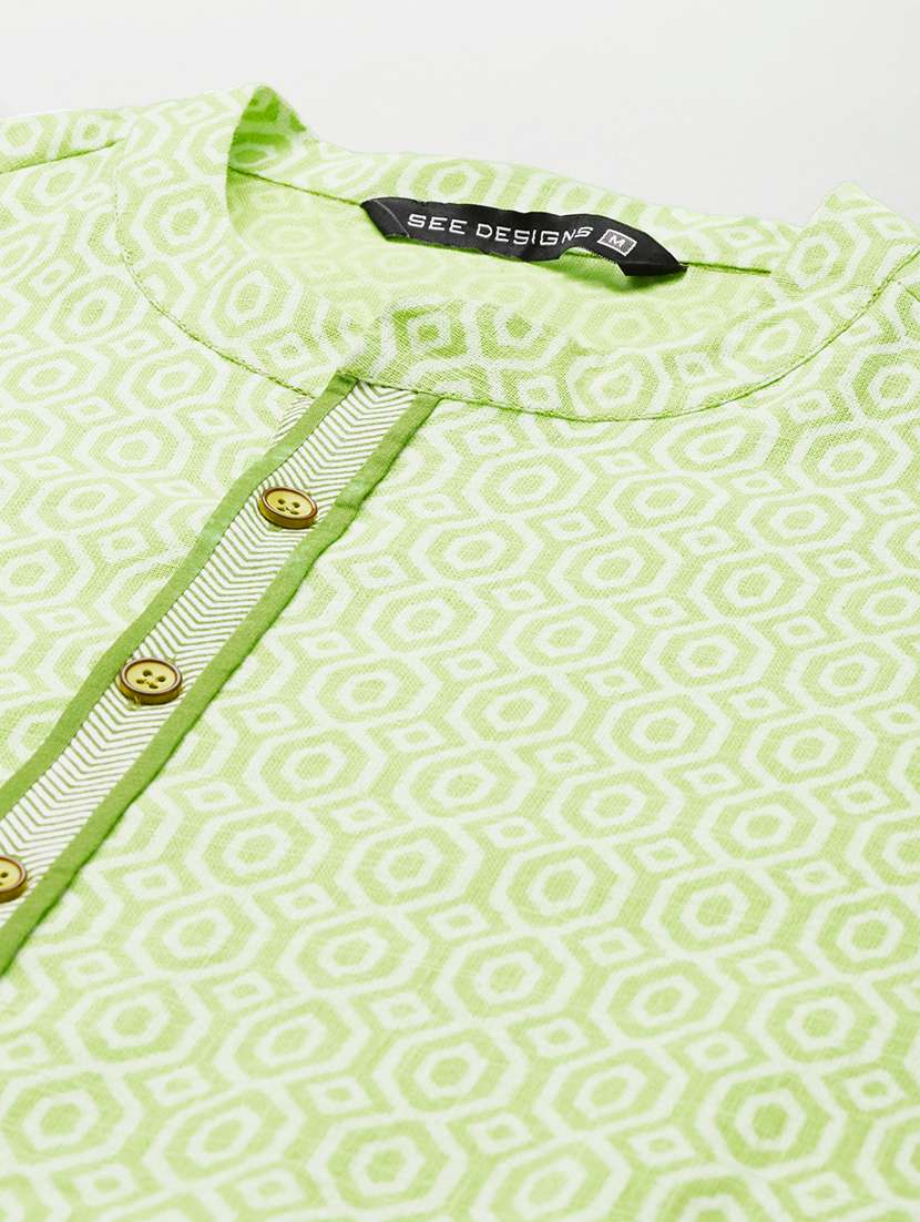 men mandarin neck long sleeve kurta - 22392029 -  Standard Image - 5