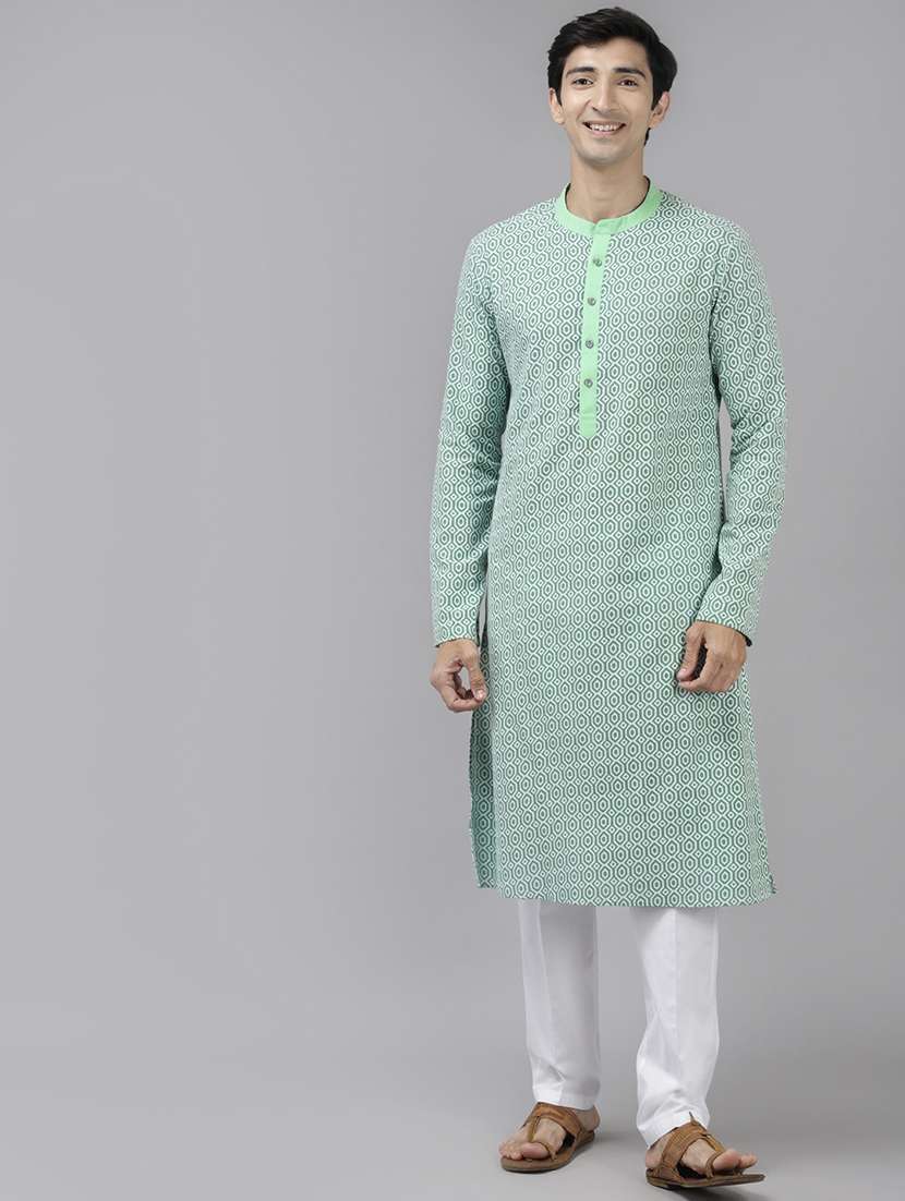 men mandarin neck long sleeve kurta