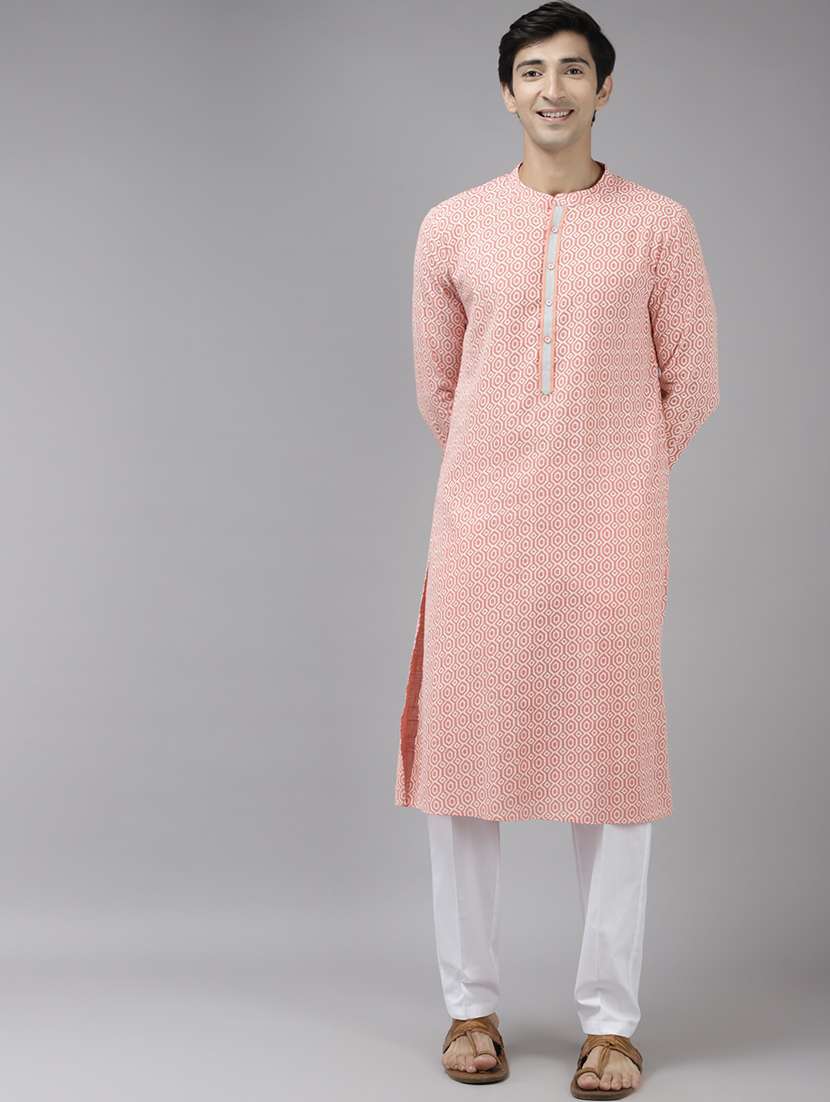 men mandarin neck long sleeve kurta