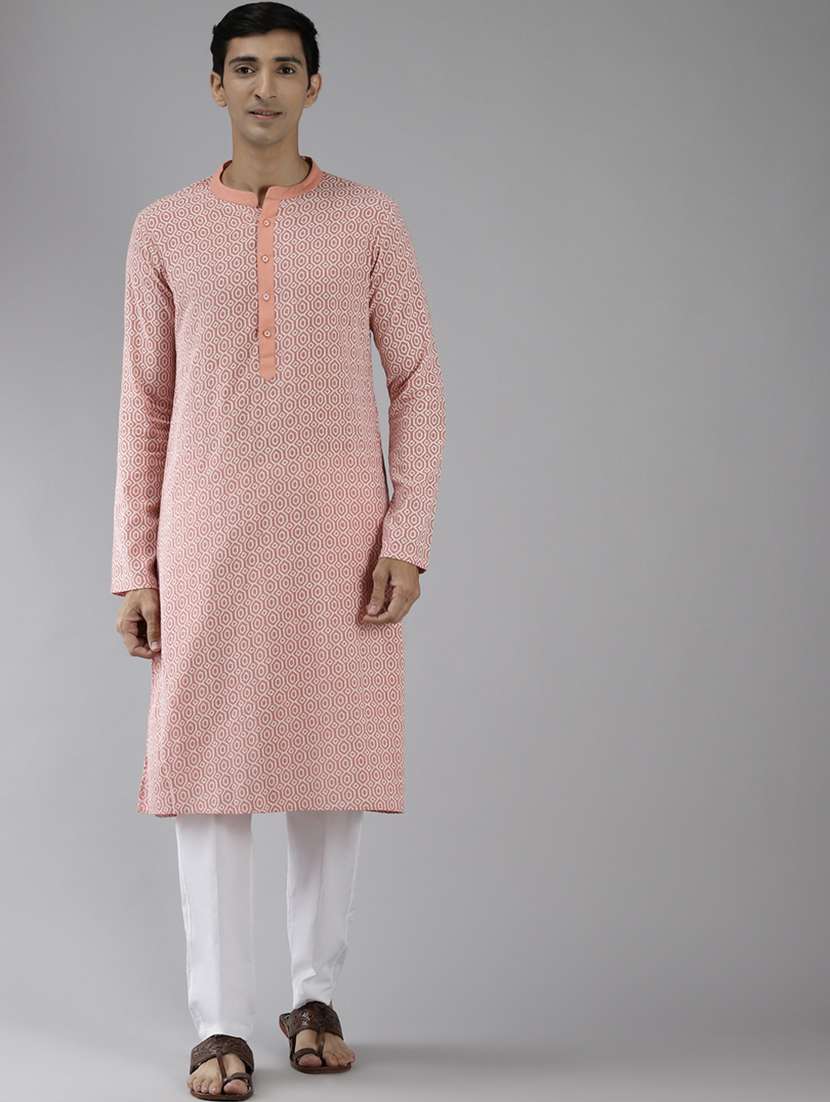 men mandarin neck long sleeve kurta