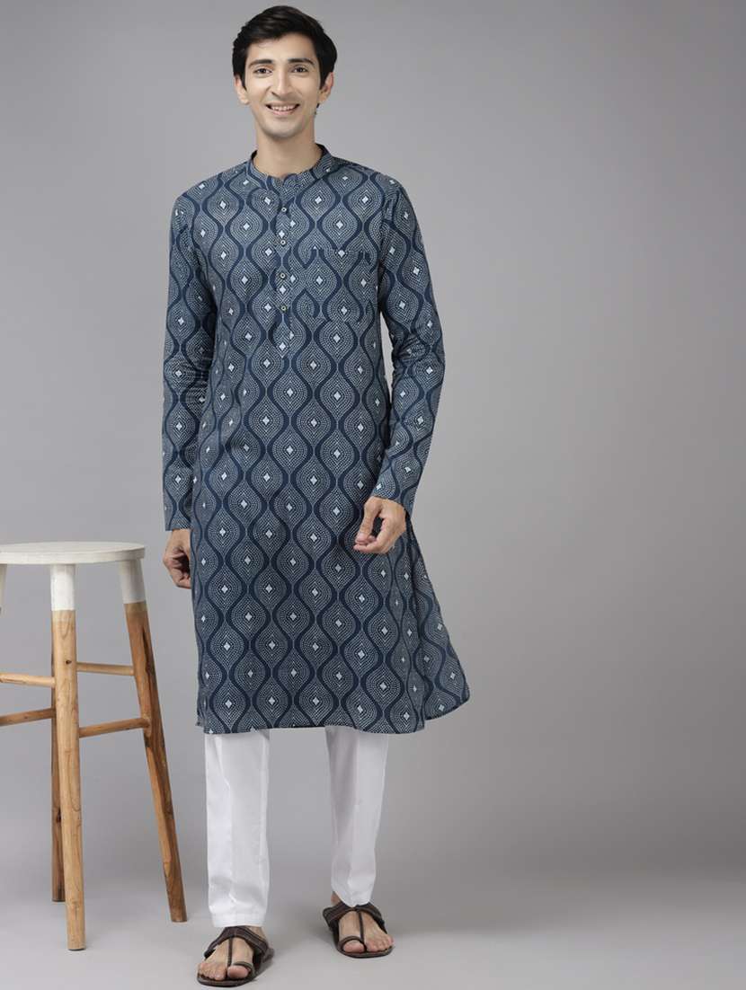 men mandarin neck long sleeve kurta