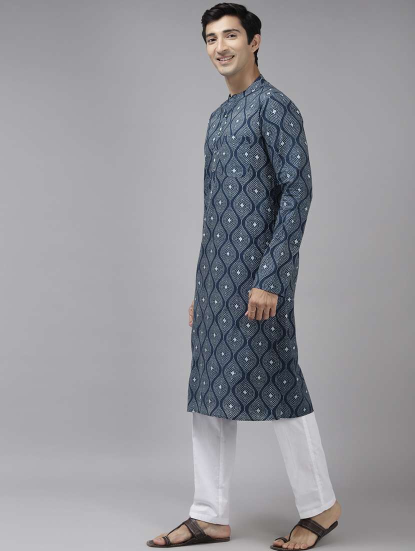 men mandarin neck long sleeve kurta - 22392033 -  Standard Image - 3