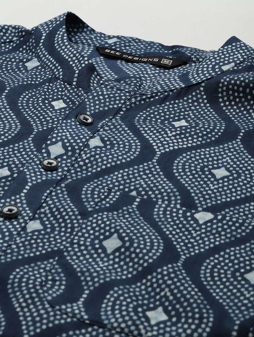 men mandarin neck long sleeve kurta - 22392033 -  Standard Image - 5