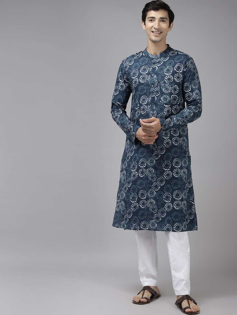 men mandarin neck long sleeve kurta