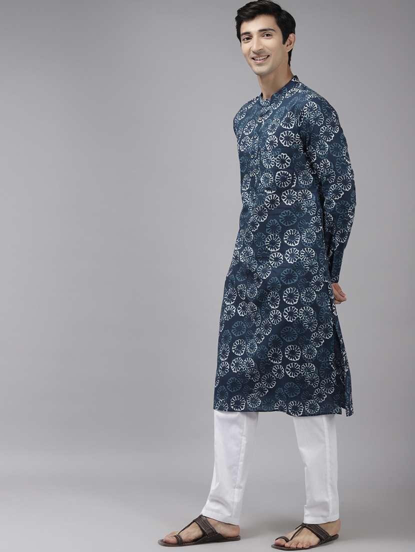 men mandarin neck long sleeve kurta - 22392034 -  Standard Image - 3