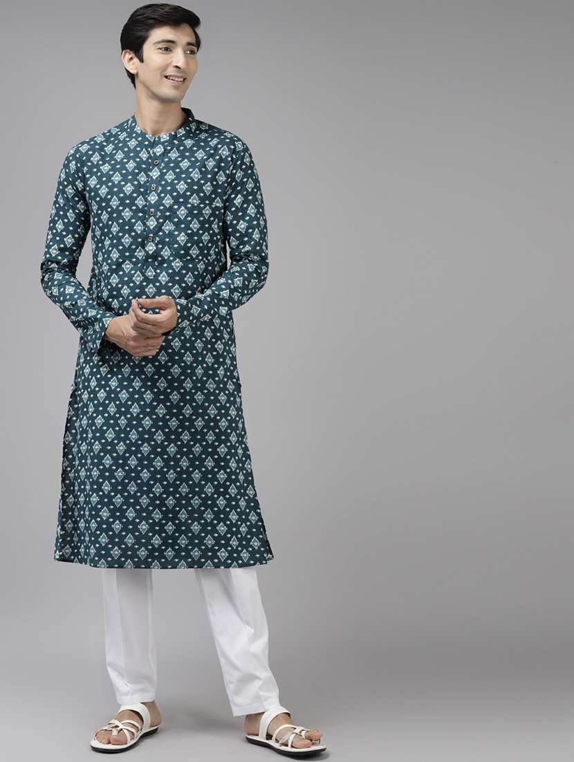 men mandarin neck long sleeve kurta