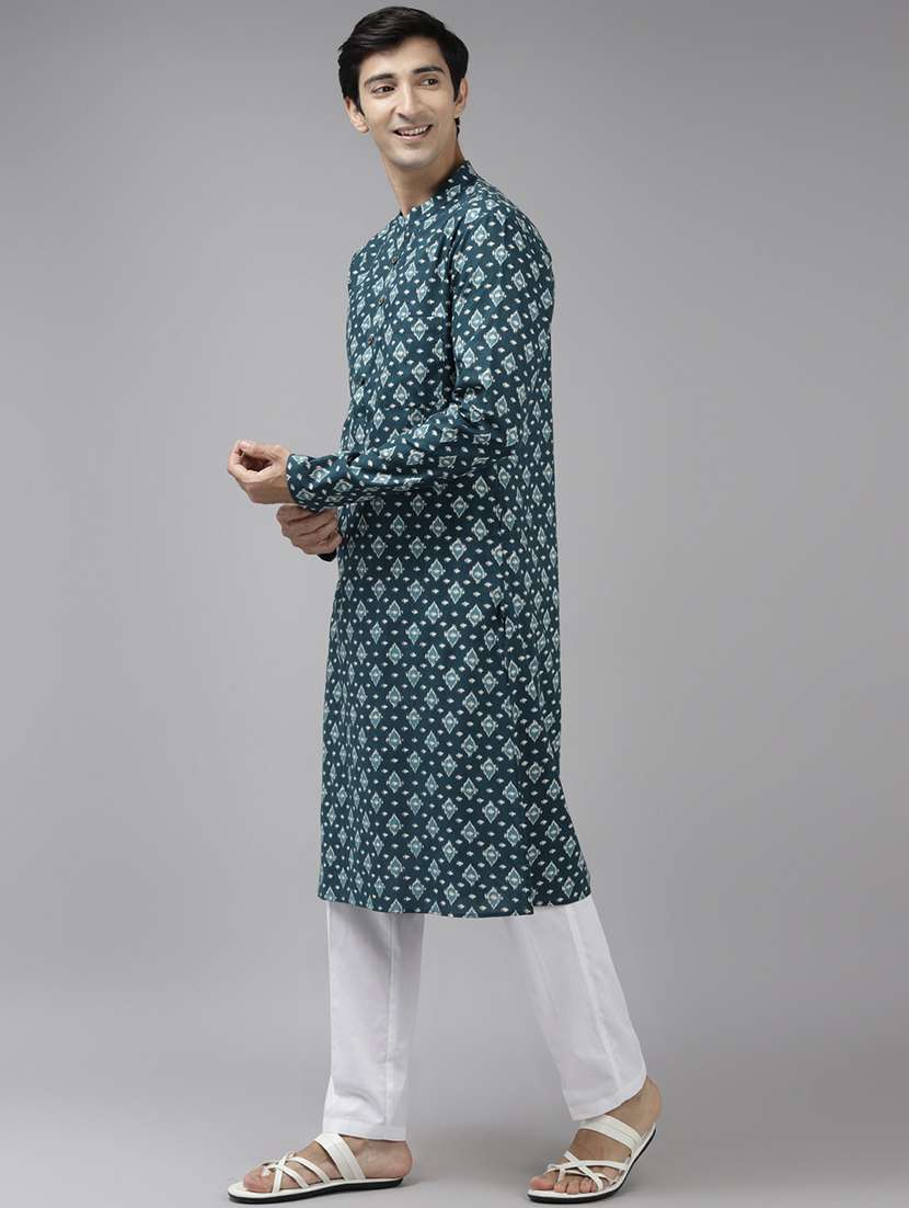 men mandarin neck long sleeve kurta - 22392035 -  Standard Image - 3