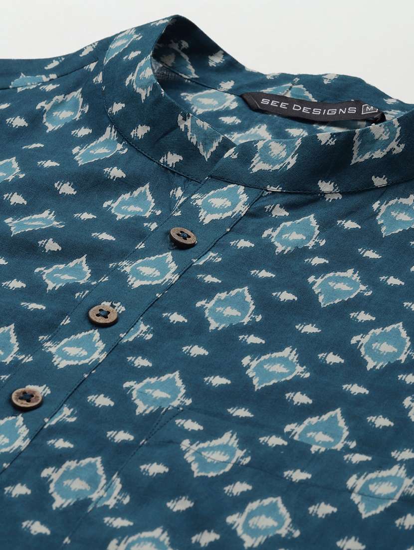 men mandarin neck long sleeve kurta - 22392035 -  Standard Image - 5