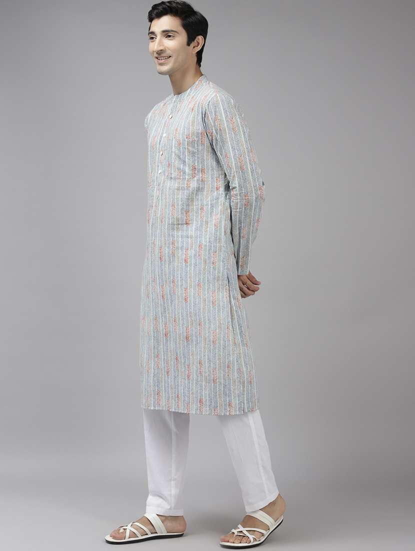 men mandarin neck long sleeve kurta - 22392037 -  Standard Image - 3