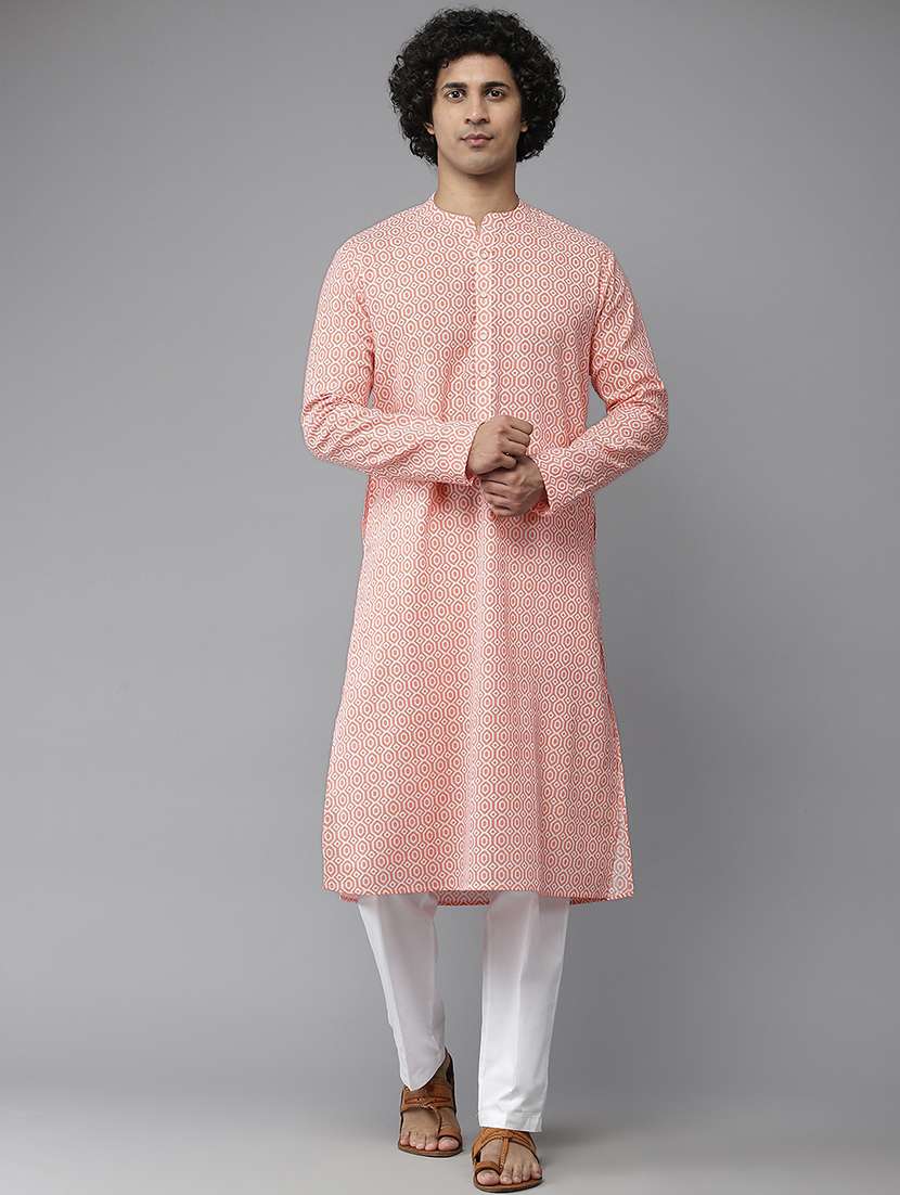 men mandarin neck long sleeve kurta