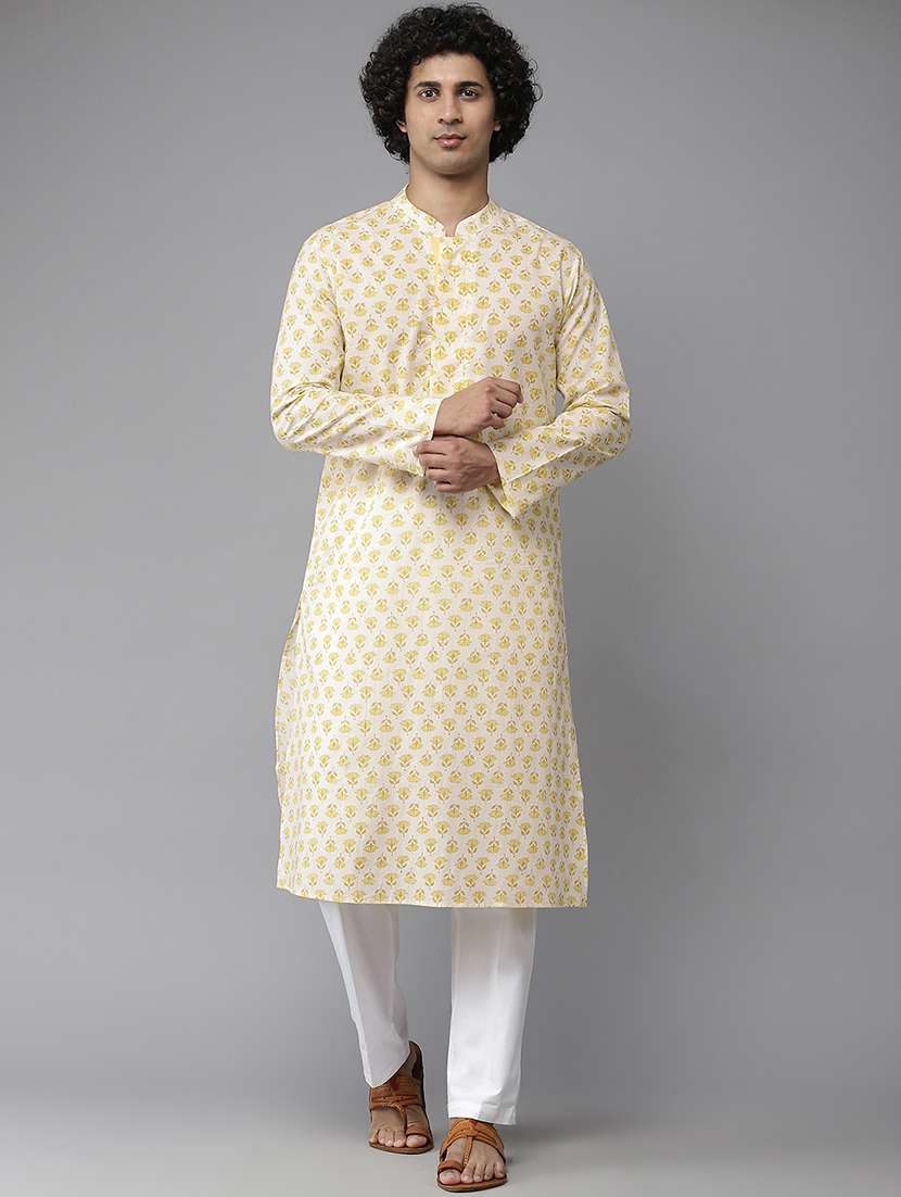 men mandarin neck long sleeve kurta