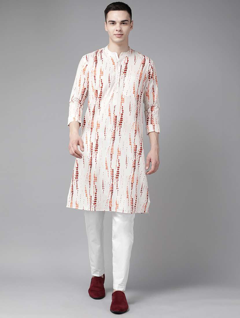 men mandarin neck long sleeve kurta