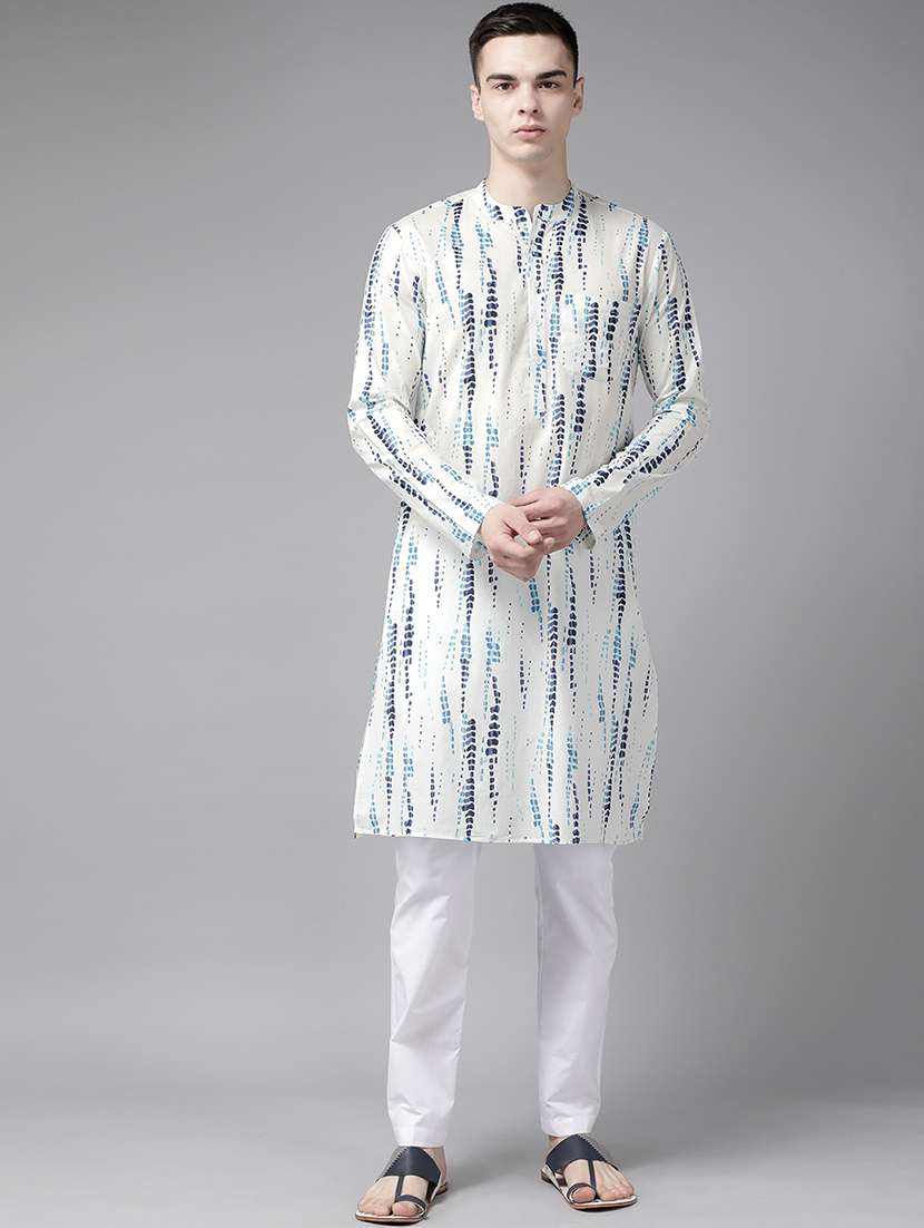 men mandarin neck long sleeve kurta