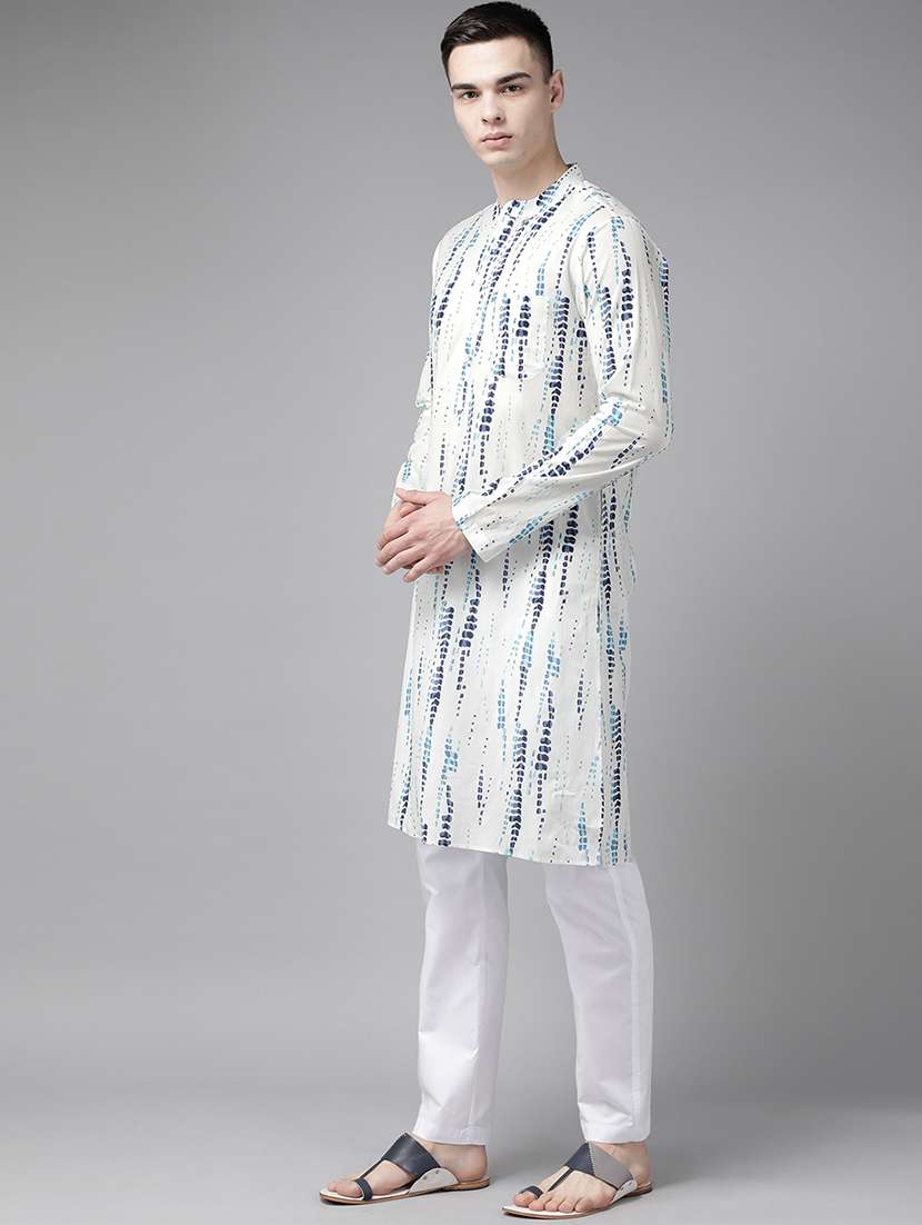 men mandarin neck long sleeve kurta - 22392053 -  Standard Image - 3