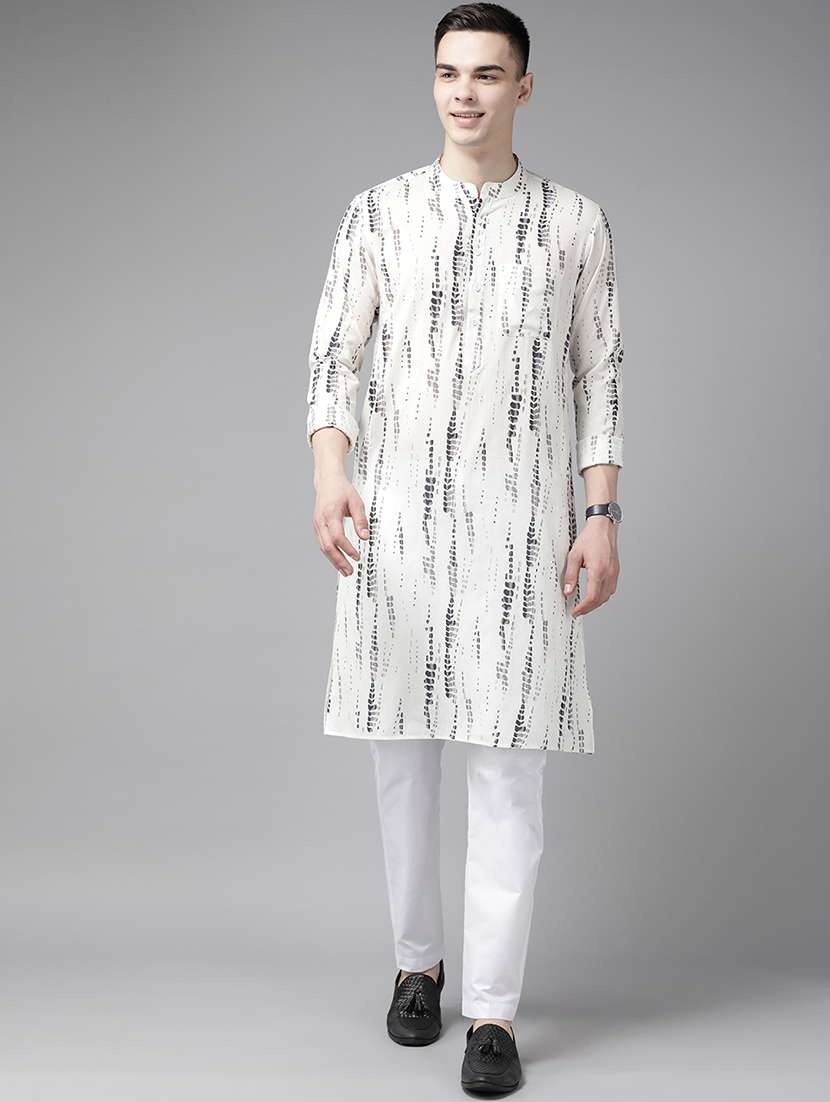 men mandarin neck long sleeve kurta