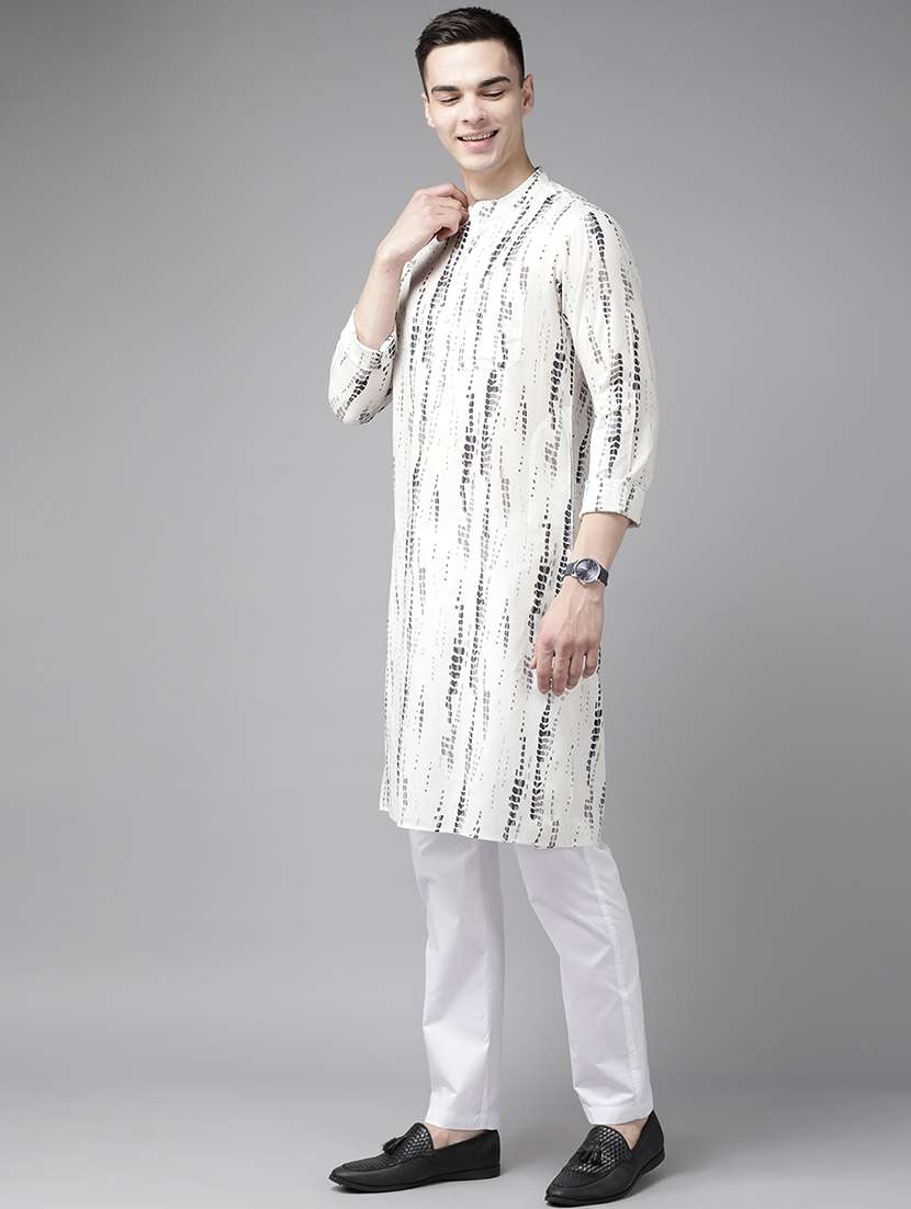 men mandarin neck long sleeve kurta - 22392054 -  Standard Image - 3