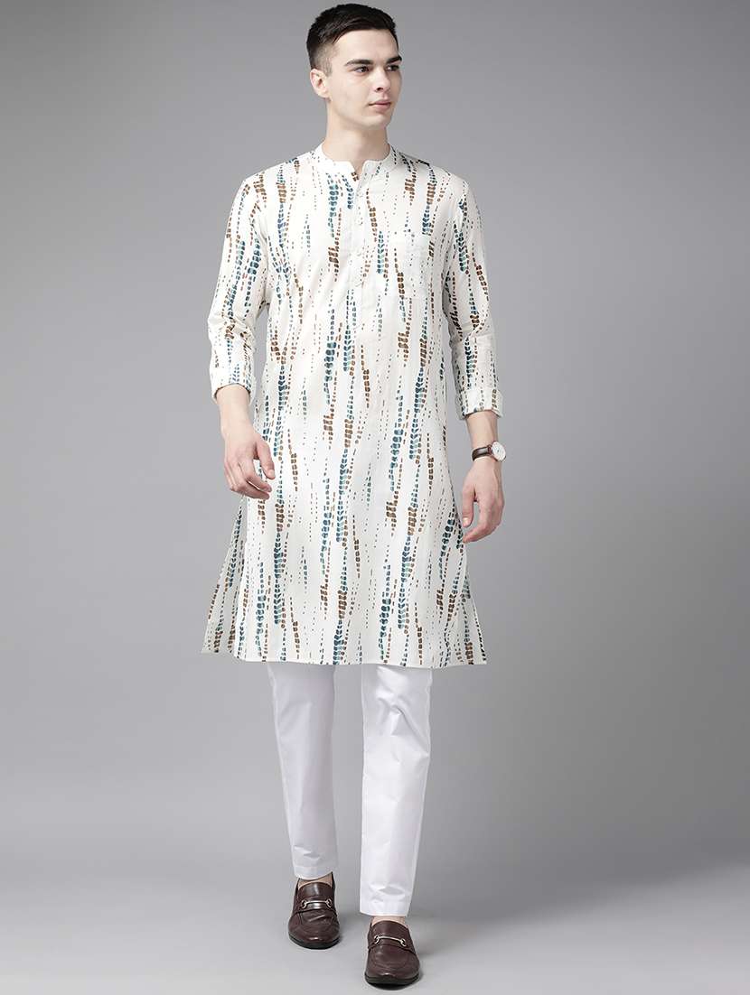 men mandarin neck long sleeve kurta