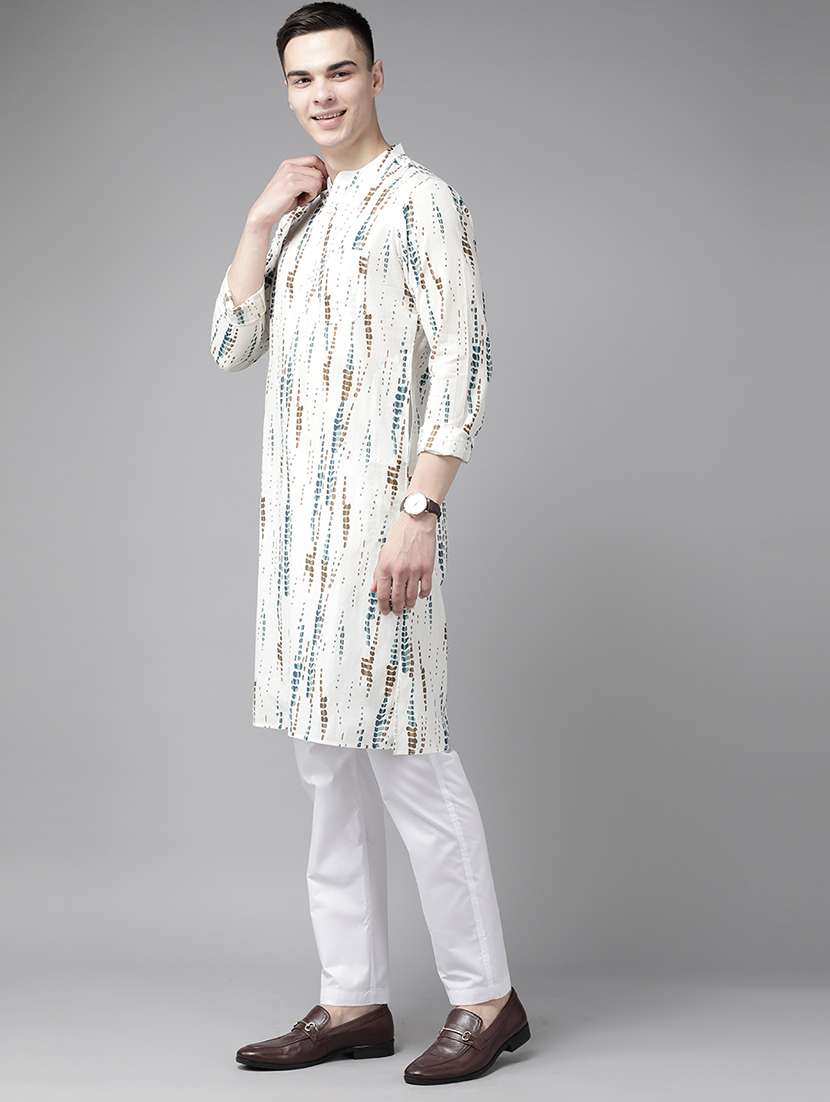 men mandarin neck long sleeve kurta - 22392055 -  Standard Image - 3