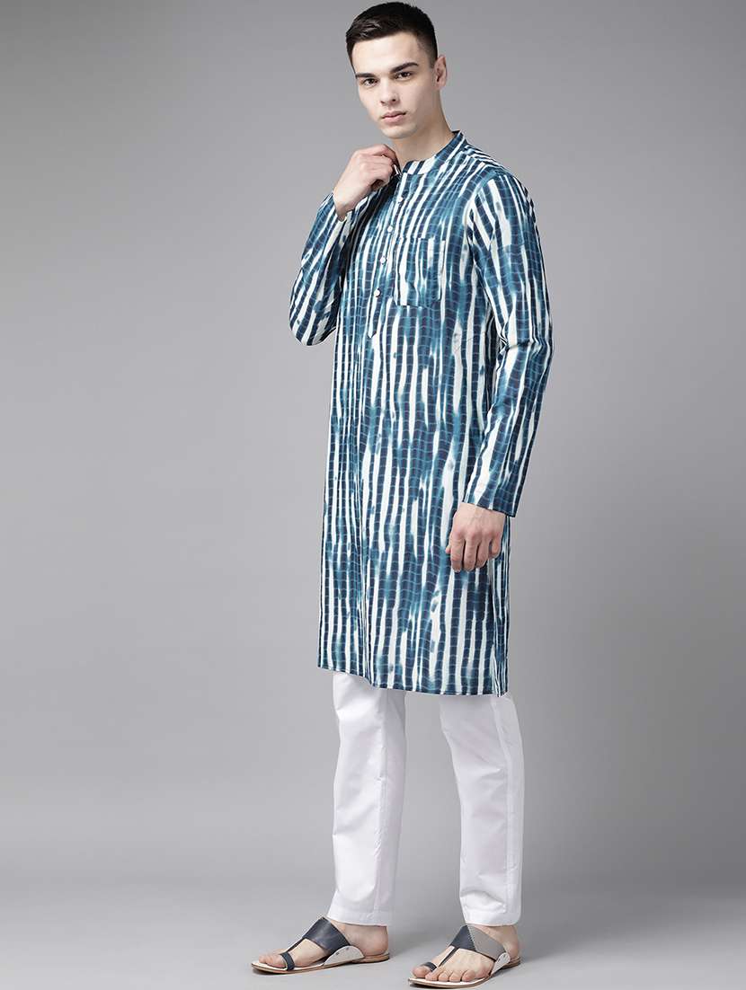 men mandarin neck long sleeve kurta - 22392056 -  Standard Image - 3