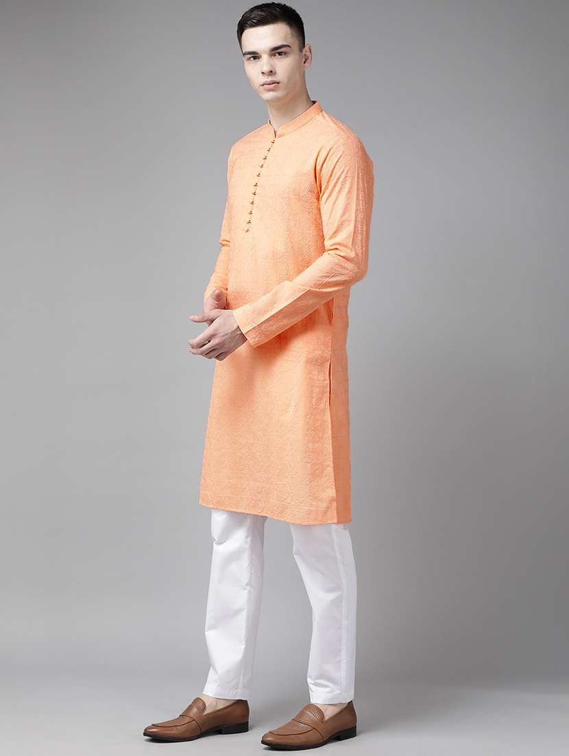 men mandarin neck long sleeve kurta - 22392057 -  Standard Image - 3