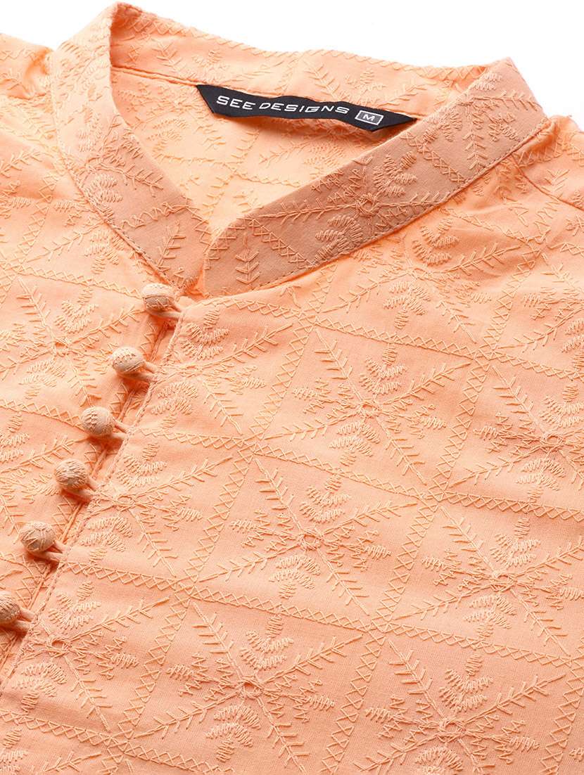 men mandarin neck long sleeve kurta - 22392057 -  Standard Image - 5