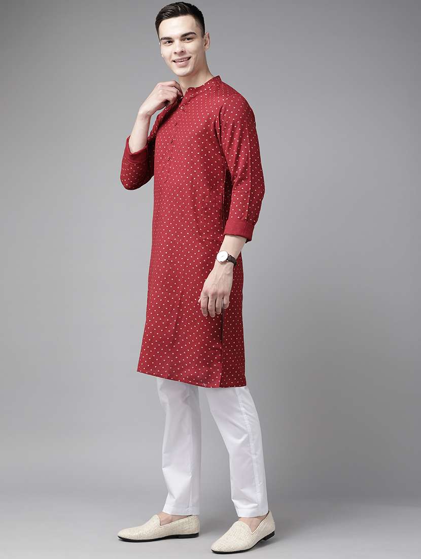 men mandarin neck long sleeve kurta - 22392060 -  Standard Image - 3