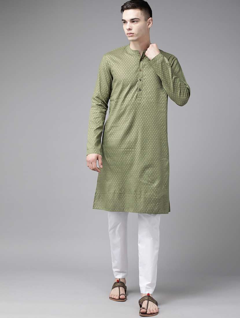 men mandarin neck long sleeve kurta