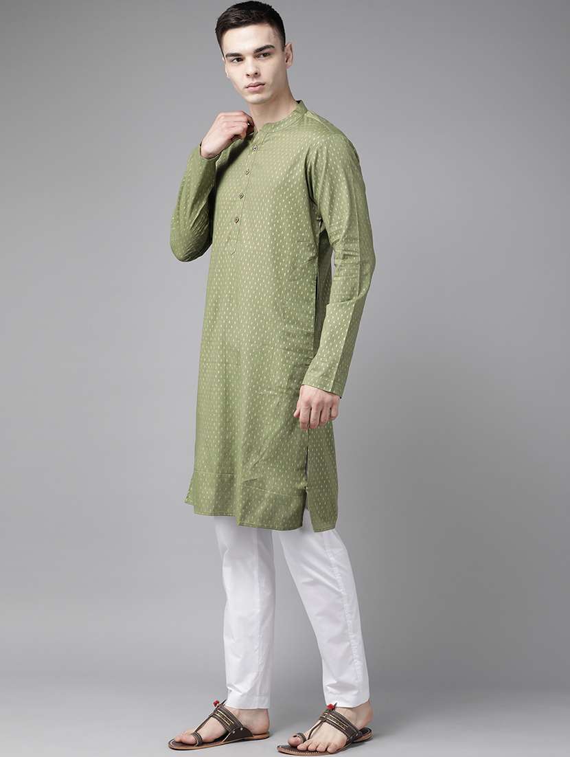 men mandarin neck long sleeve kurta - 22392063 -  Standard Image - 3