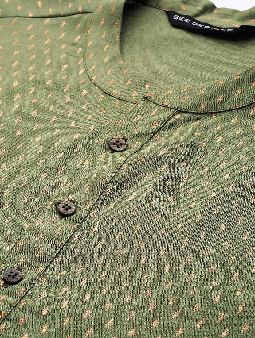 men mandarin neck long sleeve kurta - 22392063 -  Standard Image - 5