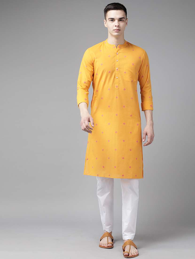 men mandarin neck long sleeve kurta