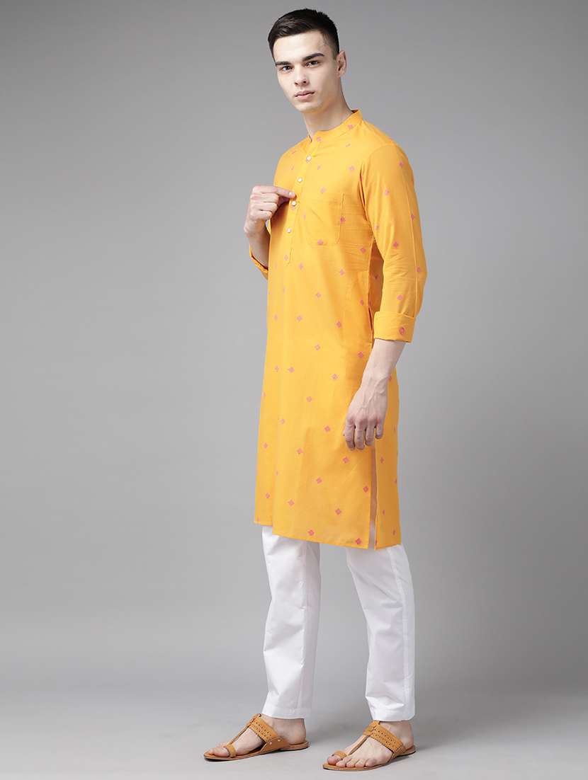 men mandarin neck long sleeve kurta - 22392064 -  Standard Image - 3