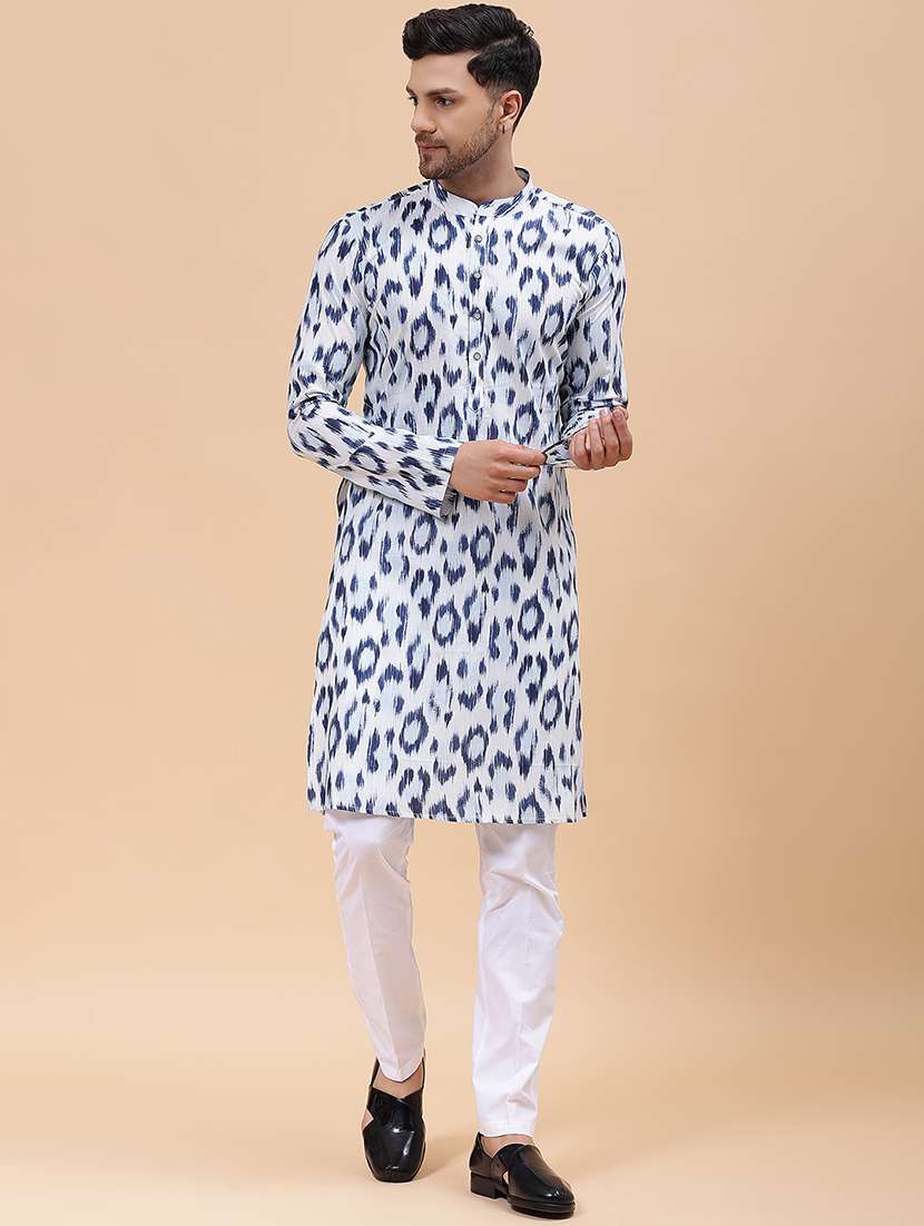 men mandarin neck long sleeve kurta