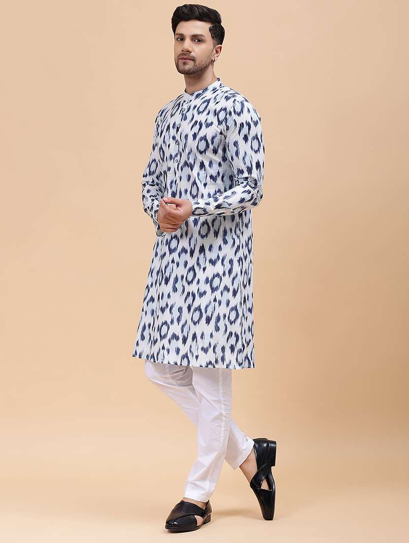 men mandarin neck long sleeve kurta - 22392065 -  Standard Image - 3