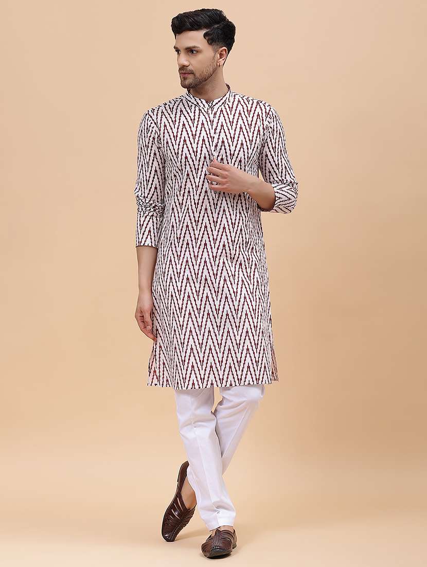 men mandarin neck long sleeve kurta