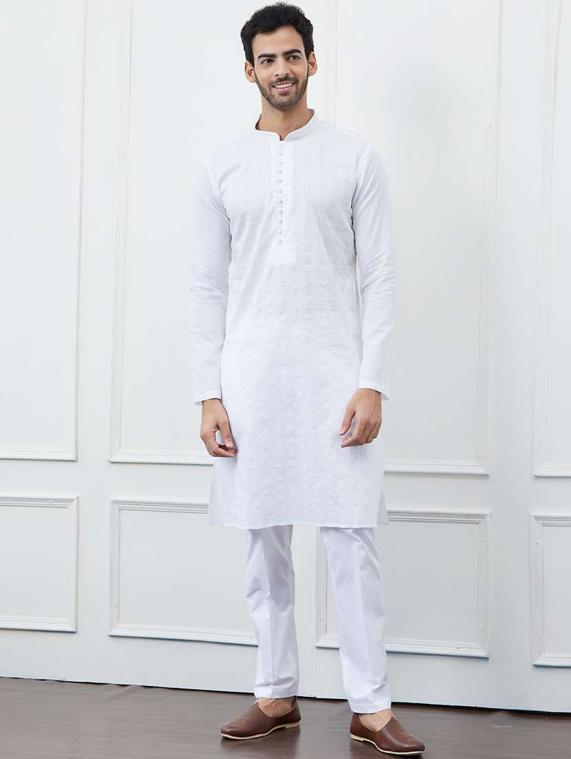 men mandarin neck long sleeve kurta