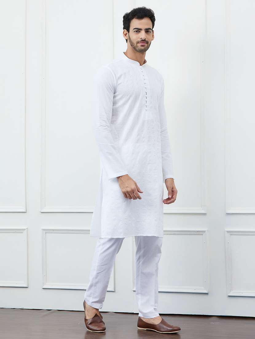 men mandarin neck long sleeve kurta - 22392078 -  Standard Image - 3