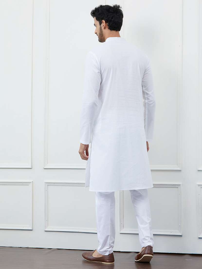 men mandarin neck long sleeve kurta - 22392078 -  Standard Image - 5