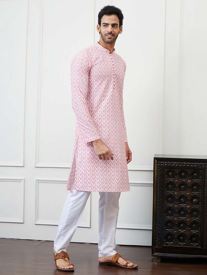 men mandarin neck long sleeve kurta - 22392086 -  Standard Image - 3