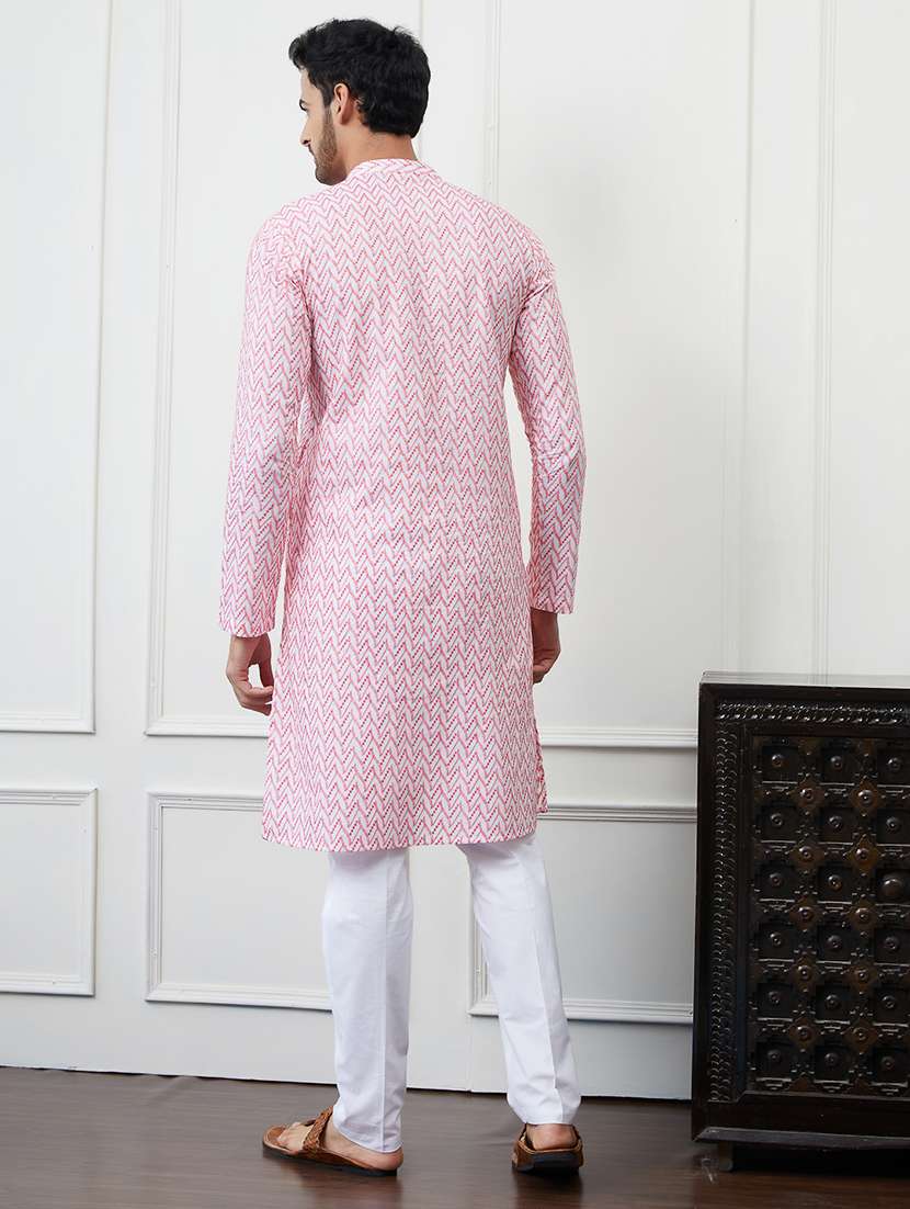 men mandarin neck long sleeve kurta - 22392086 -  Standard Image - 5